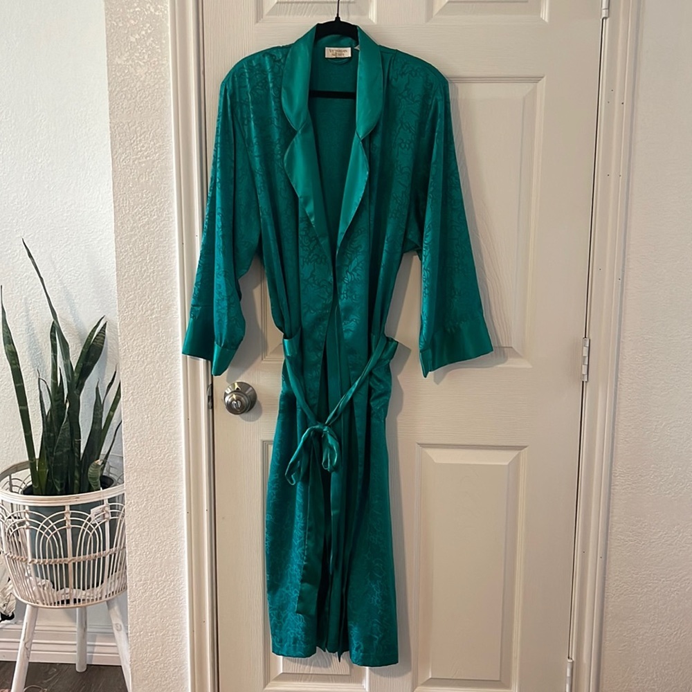 Victoria's Secret Teal Satin Robe - Picture 1 of 5